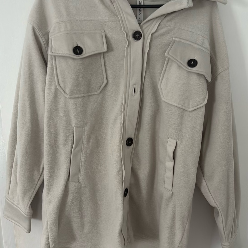 Zenana Outfitters gray Button-Up Hoodie